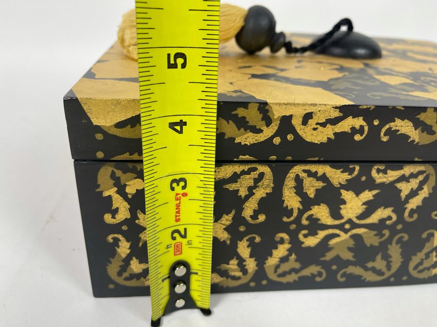 Decorative Black And Gold Box With Tassle Handle 13W X 10D X 4H [Photo 8]