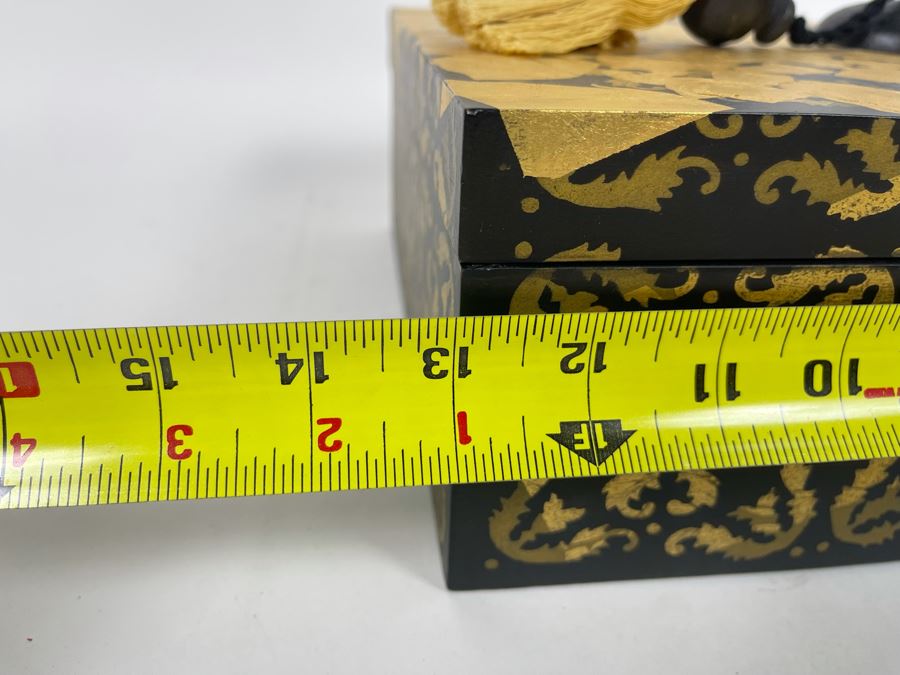 Decorative Black And Gold Box With Tassle Handle 13W X 10D X 4H [Photo 6]
