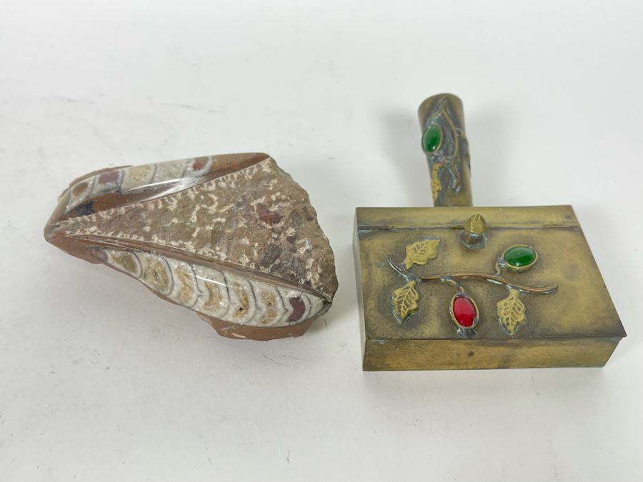 Old Fossil And Vintage Chinese Brass Butler Crumb Catcher [Photo 2]