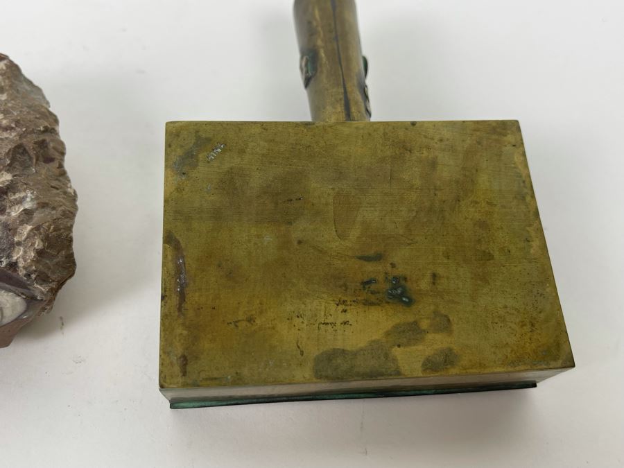 Old Fossil And Vintage Chinese Brass Butler Crumb Catcher [Photo 6]