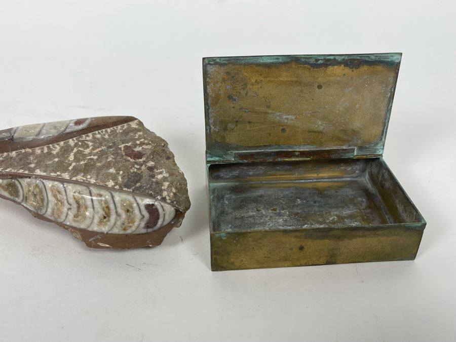 Old Fossil And Vintage Chinese Brass Butler Crumb Catcher [Photo 3]
