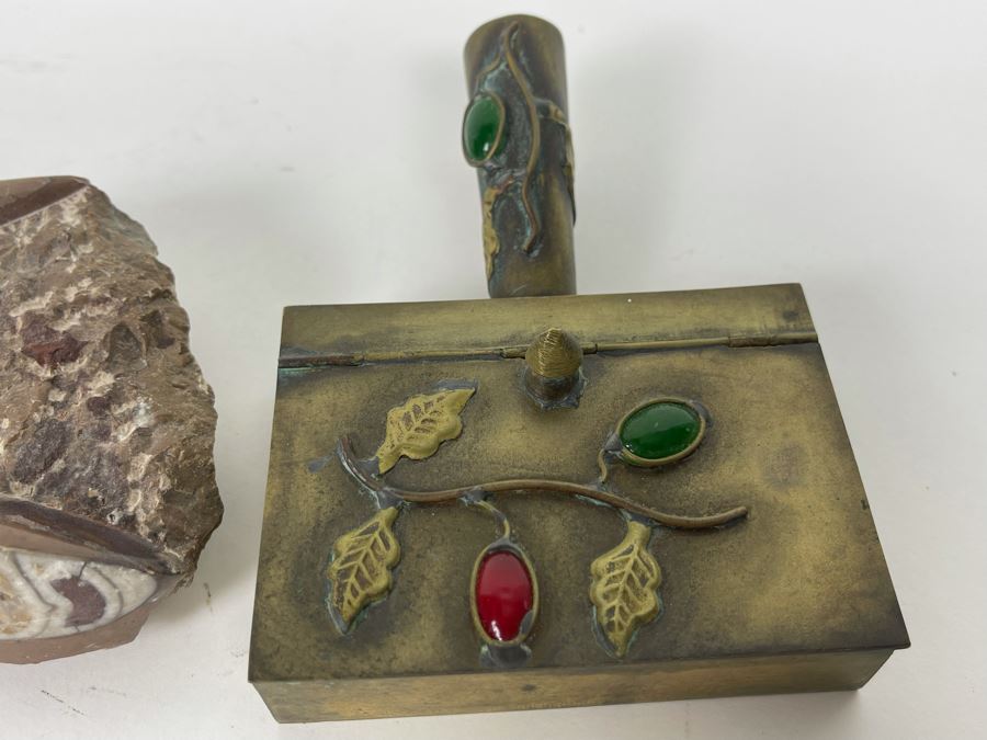 Old Fossil And Vintage Chinese Brass Butler Crumb Catcher [Photo 5]