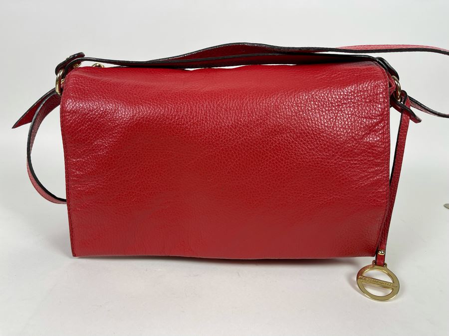 New Red Leather Italian Handbag By Alessandro Mari