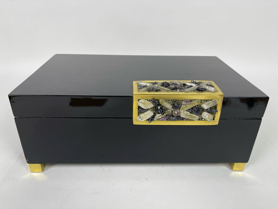 Black And Gold Stone Accented Box 12W X 7D X 5H Retails $389