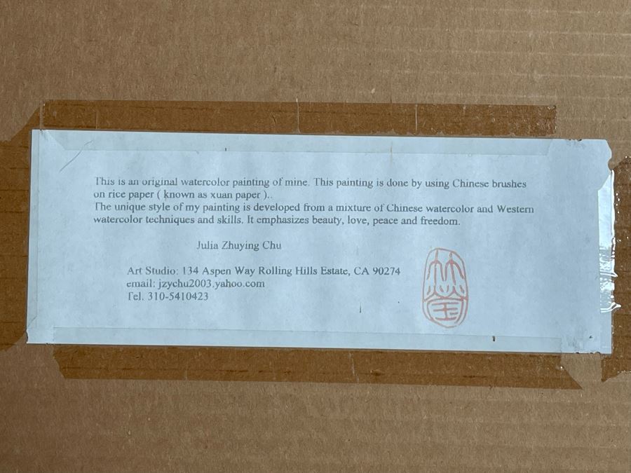 Original Framed Chinese Painting By Julia Zhuying Chu 18W X 25H [Photo 7]