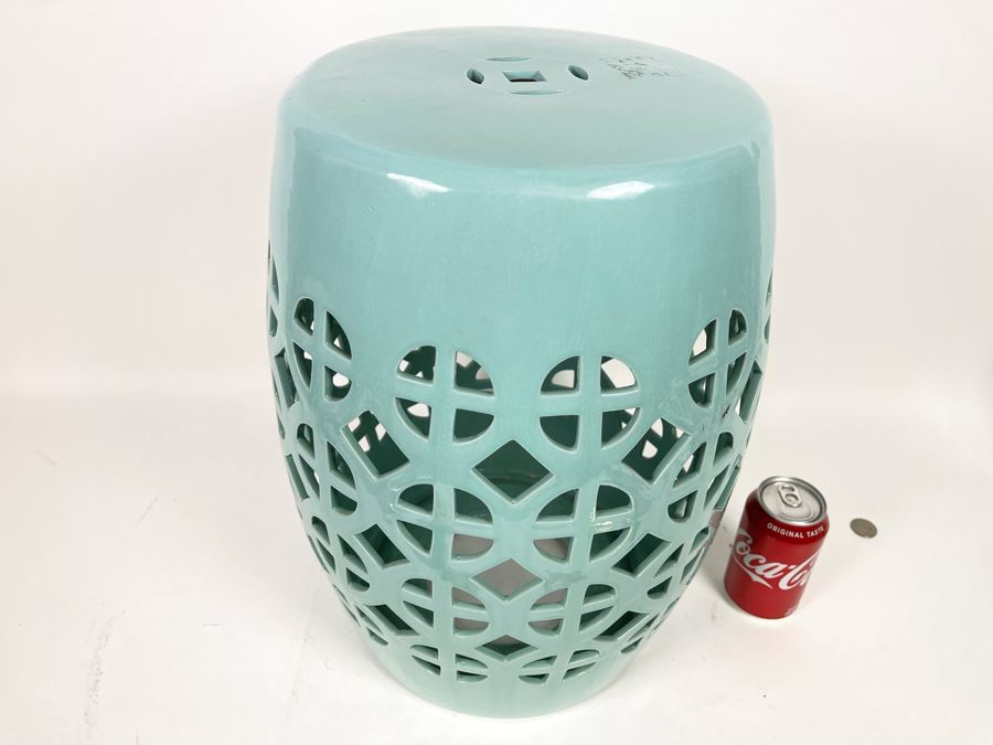 Teal Blue Garden Stool 18H [Photo 2]