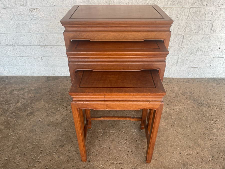Chinese Nesting Tables Set Of Three 20W X 14D X 23.5H [Photo 4]