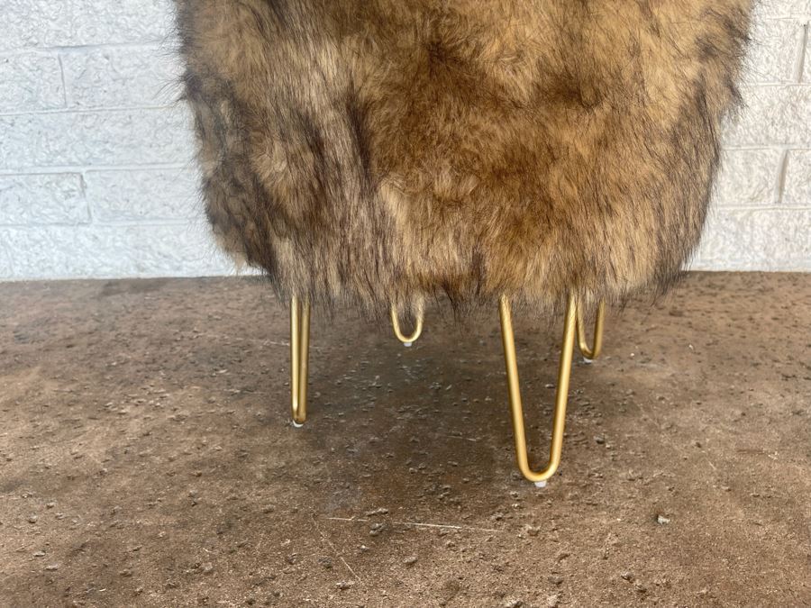 Large Mother Of Pearl Mosaic Vase 29.5H And Faux Fur Stool 20W X 20H [Photo 5]