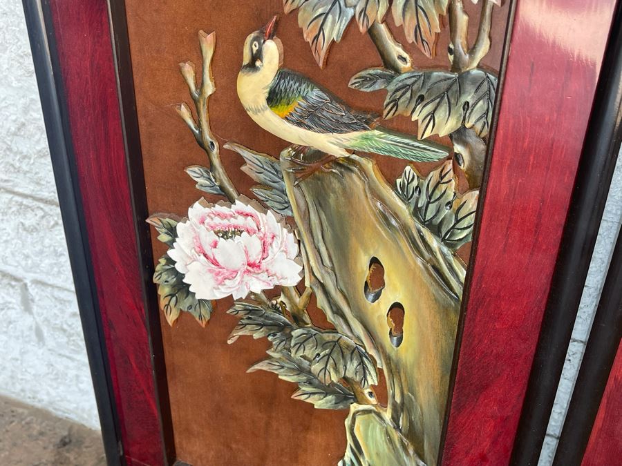 Set Of Four Asian Wooden Relief Carved Panels Each 13W X 48H [Photo 13]