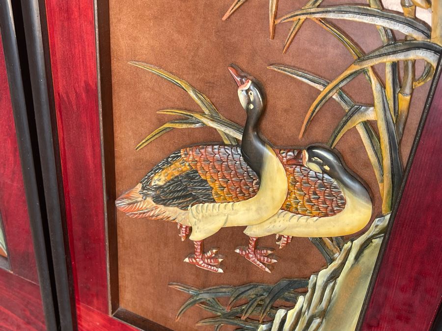 Set Of Four Asian Wooden Relief Carved Panels Each 13W X 48H [Photo 9]