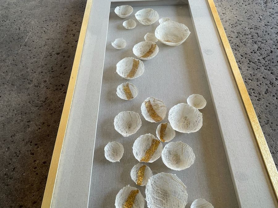 New Shadowbox Framed Handmade Paper Artwork Sculpture By Imax Corp 27.5 X 55 [Photo 9]