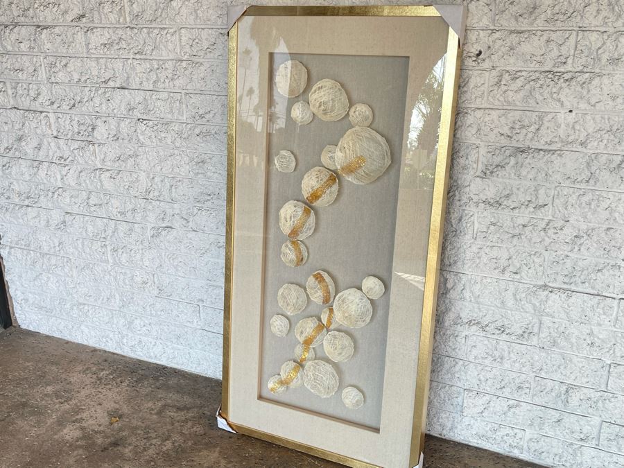 New Shadowbox Framed Handmade Paper Artwork Sculpture By Imax Corp 27.5 X 55 [Photo 1]