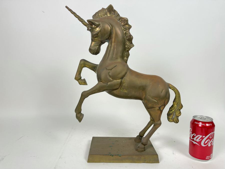 Brass Unicorn Sculpture 16W X 17H