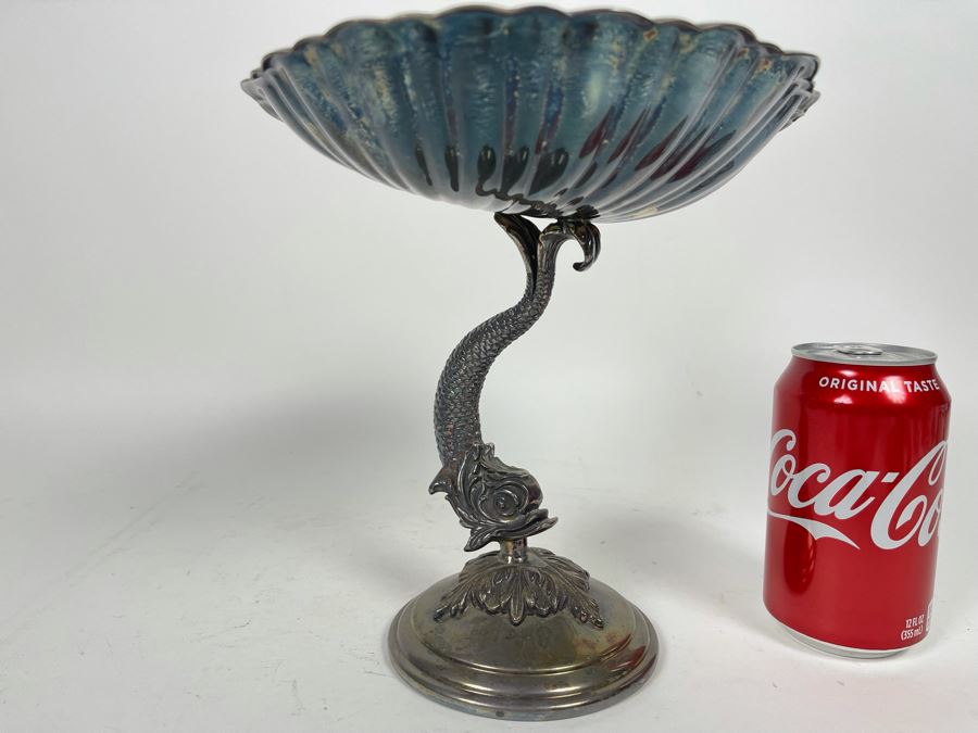 Reed & Barton Silverplate Footed Dolphin Base Shell Dish 9W X 7.5D X 8H [Photo 2]