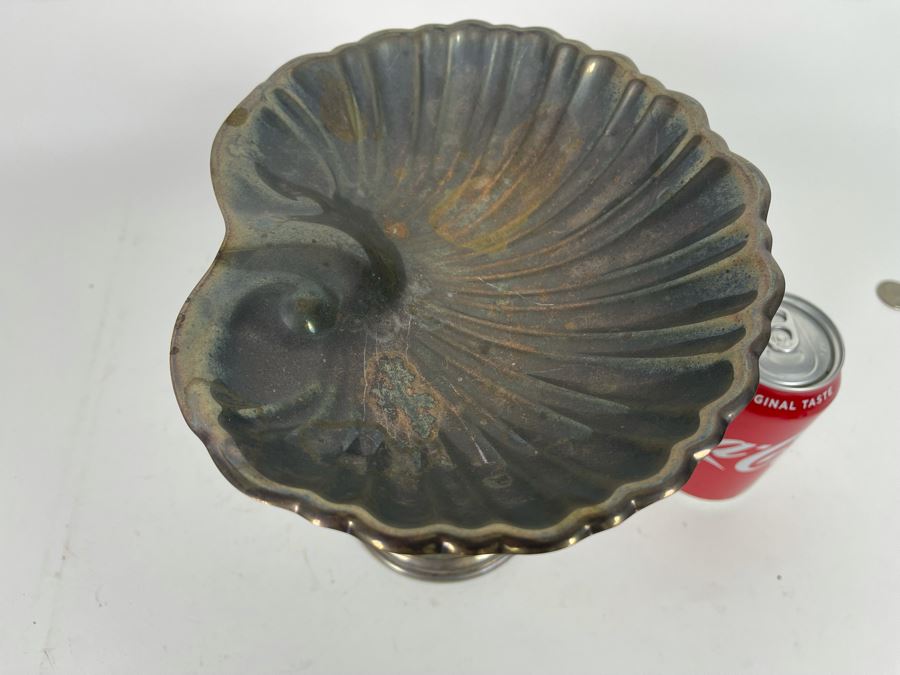 Reed & Barton Silverplate Footed Dolphin Base Shell Dish 9W X 7.5D X 8H [Photo 6]