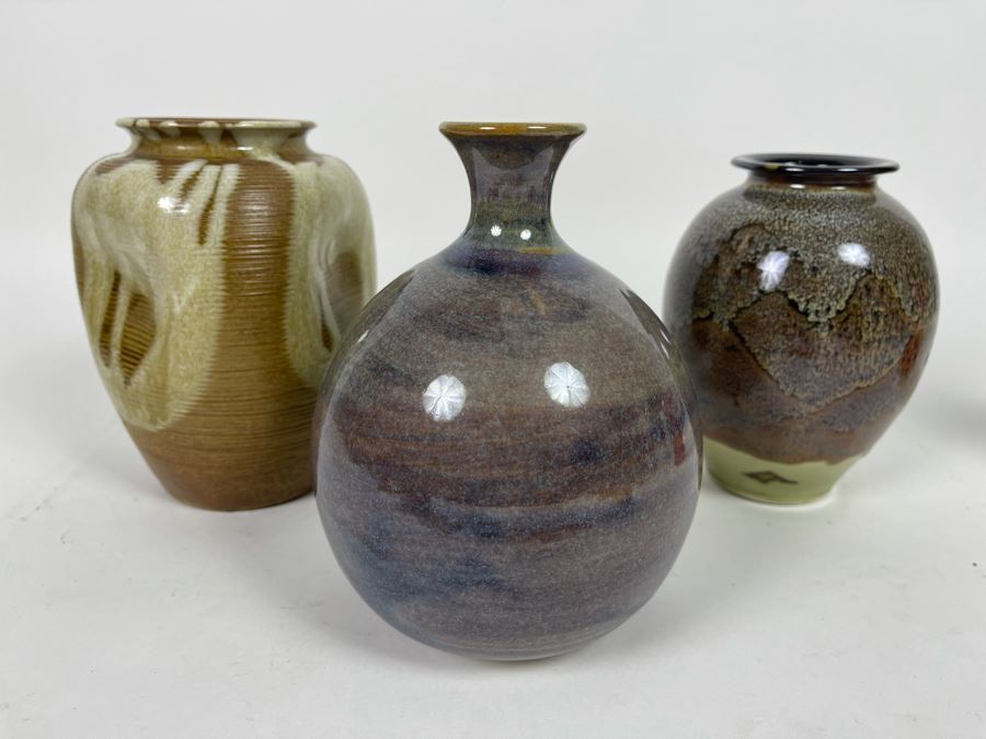 Set Of Three Pottery Vases 6H [Photo 4]
