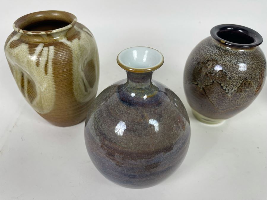 Set Of Three Pottery Vases 6H [Photo 3]