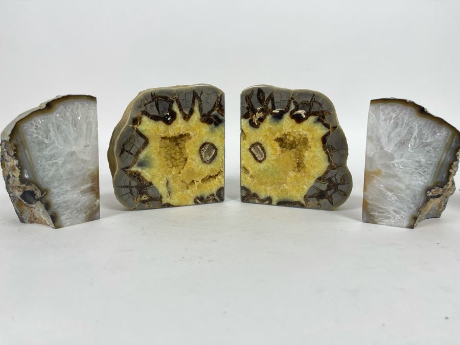 Set Of Four Polished Geode Bookends