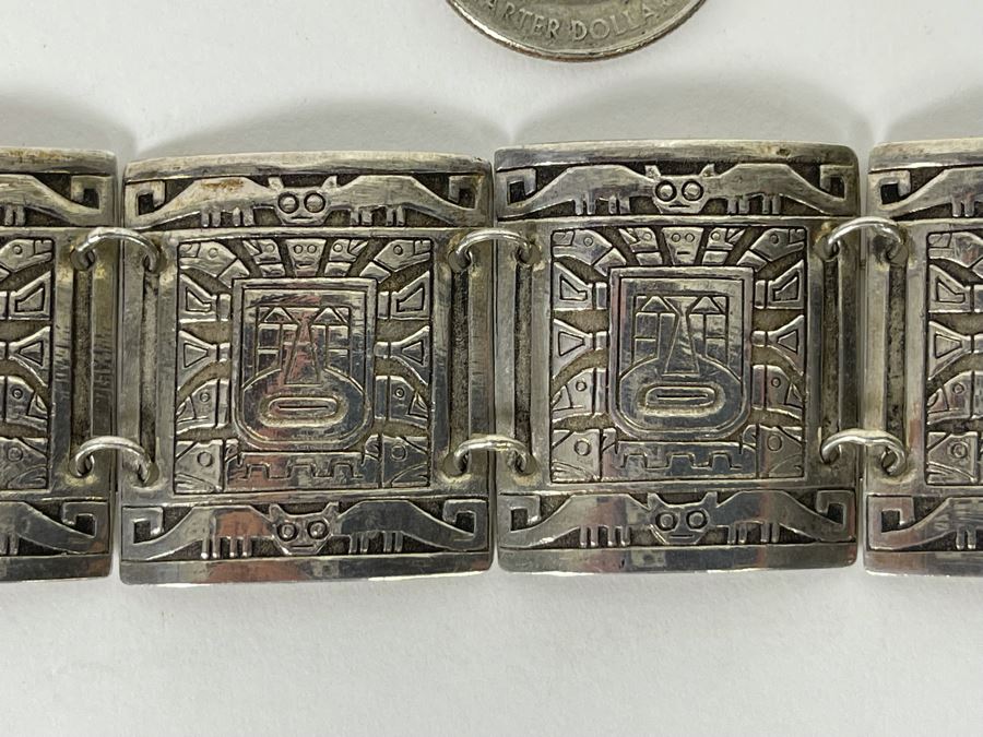 Vintage Signed 925 Silver Bracelet 40.5g [Photo 3]