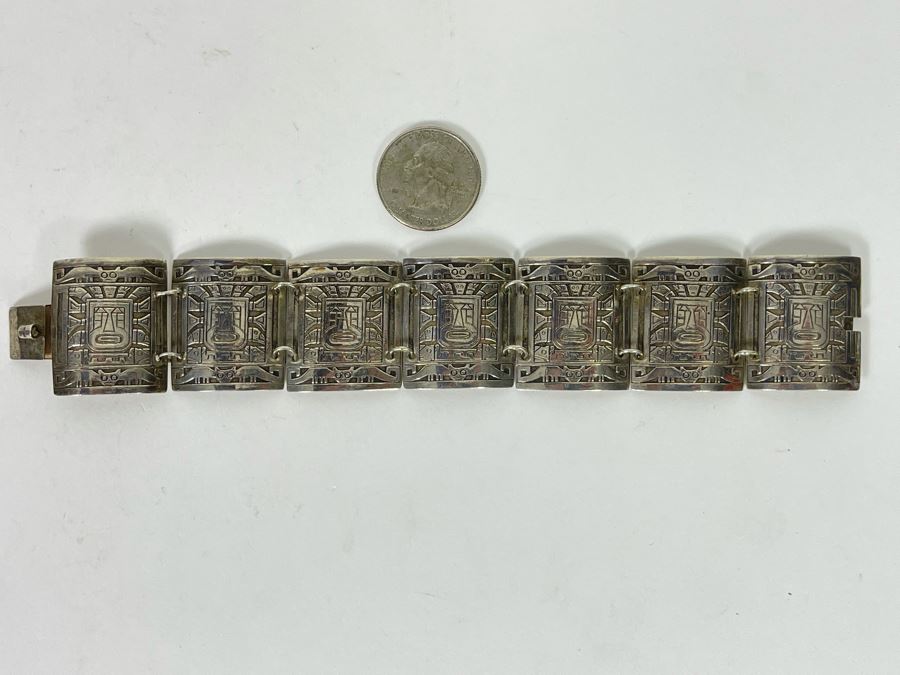 Vintage Signed 925 Silver Bracelet 40.5g [Photo 2]