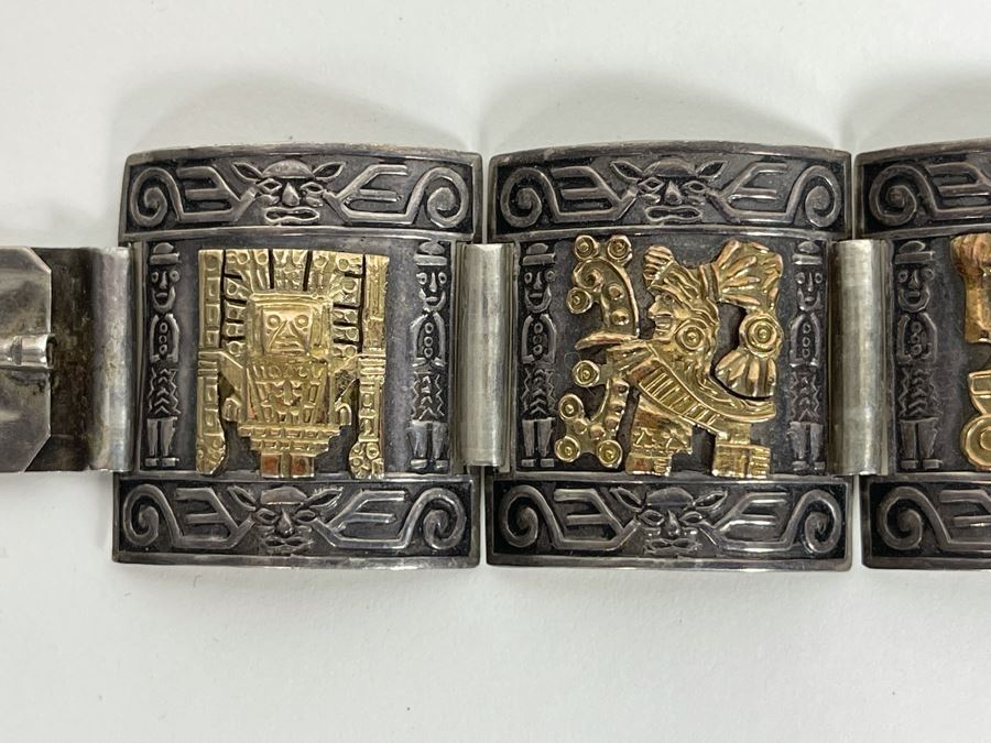 Sterling Silver And 18K Gold Bracelet From Peru 46.5g [Photo 4]
