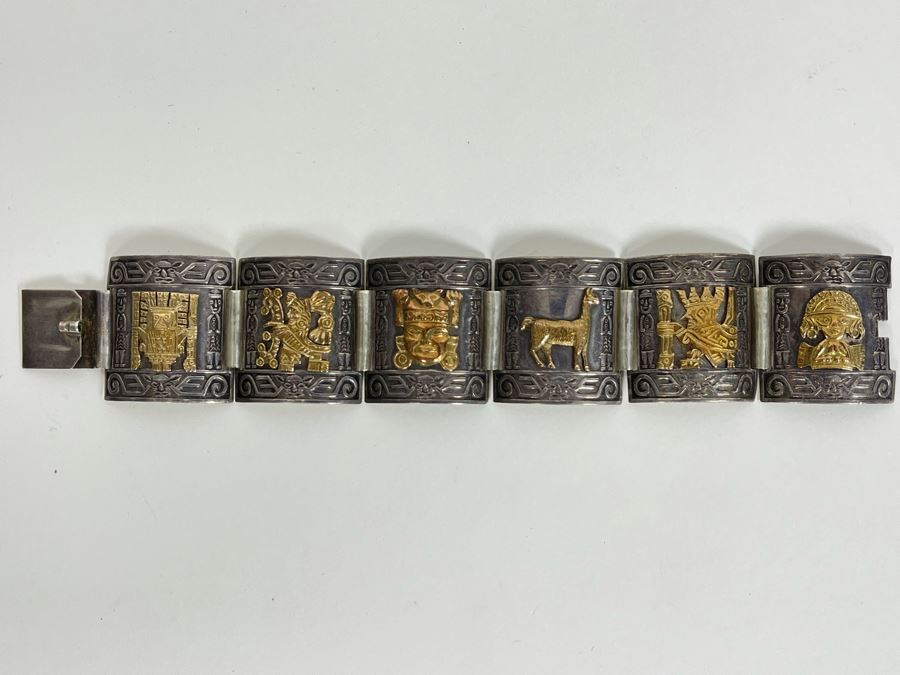 Sterling Silver And 18K Gold Bracelet From Peru 46.5g [Photo 1]