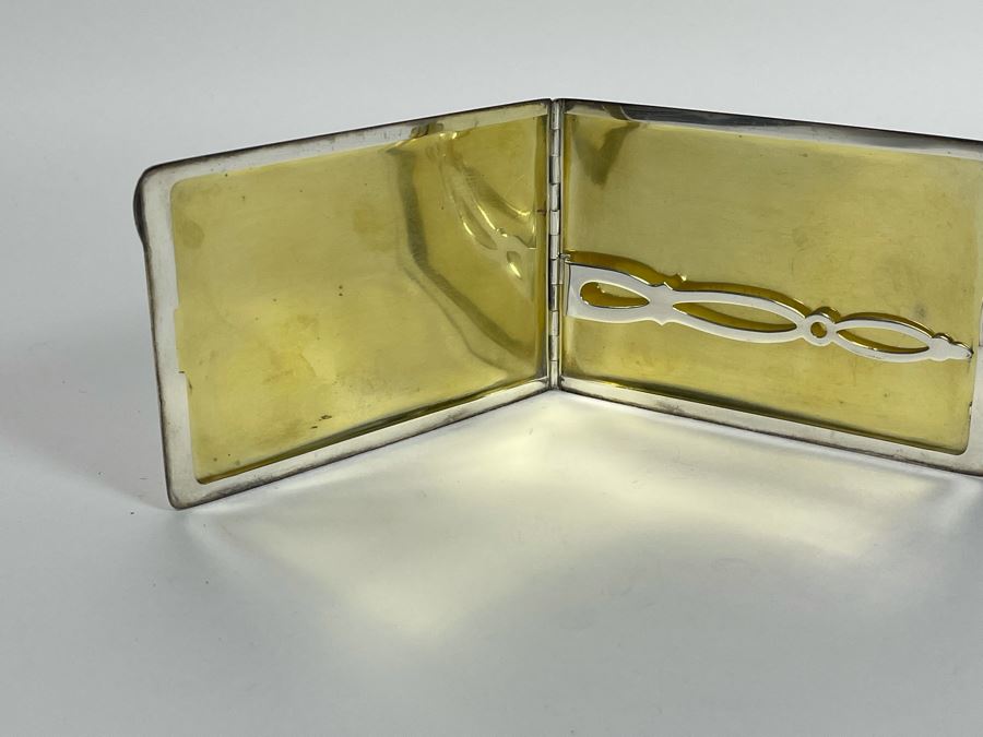 Antique Sterling Silver And 14K Gold Wallet Compact Purse 159.3g [Photo 2]