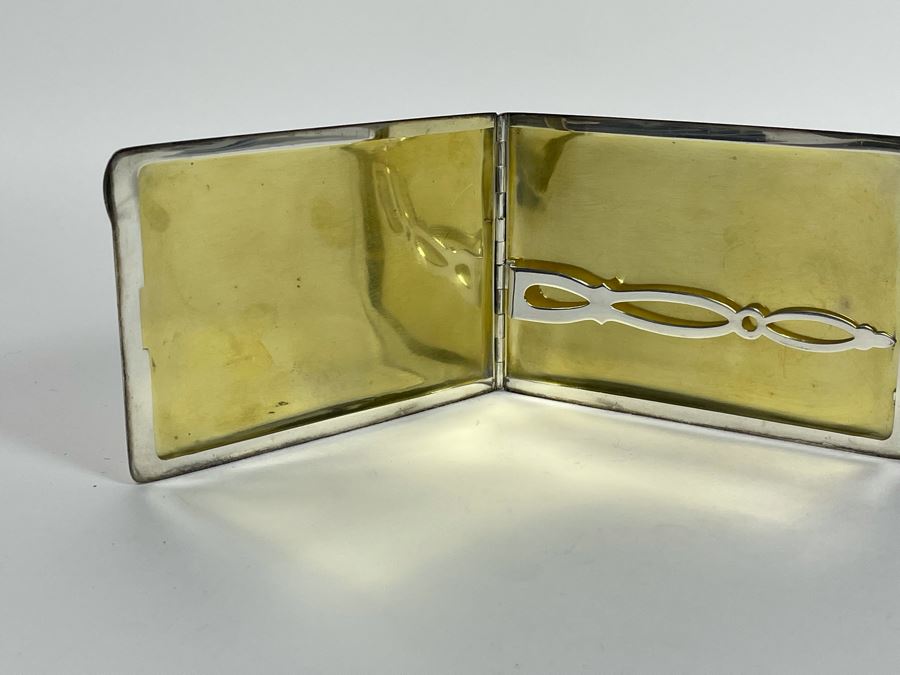 Antique Sterling Silver And 14K Gold Wallet Compact Purse 159.3g [Photo 6]