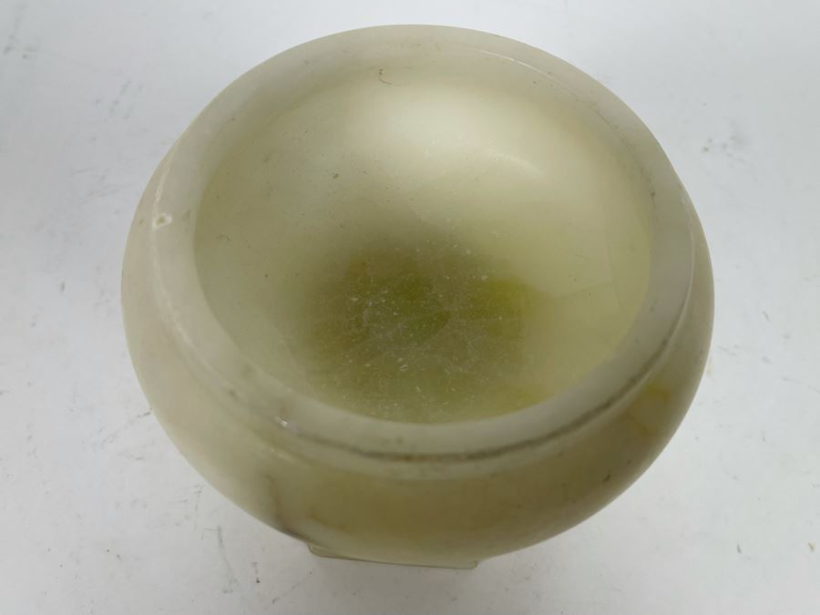 Vintage Art Deco Marble Alabaster Footed Bowl With Three Gilded Metal Woman Holding Up Bowl 5.5W X 5.5H [Photo 8]