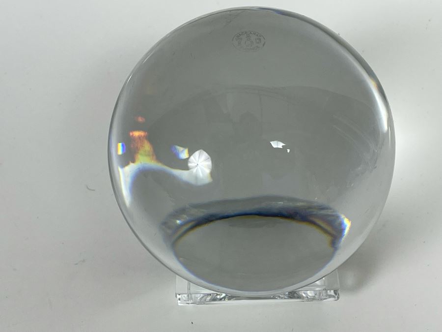 Baccarat France Signed 4' Crystal Orb Ball With Signed Stand [Photo 9]