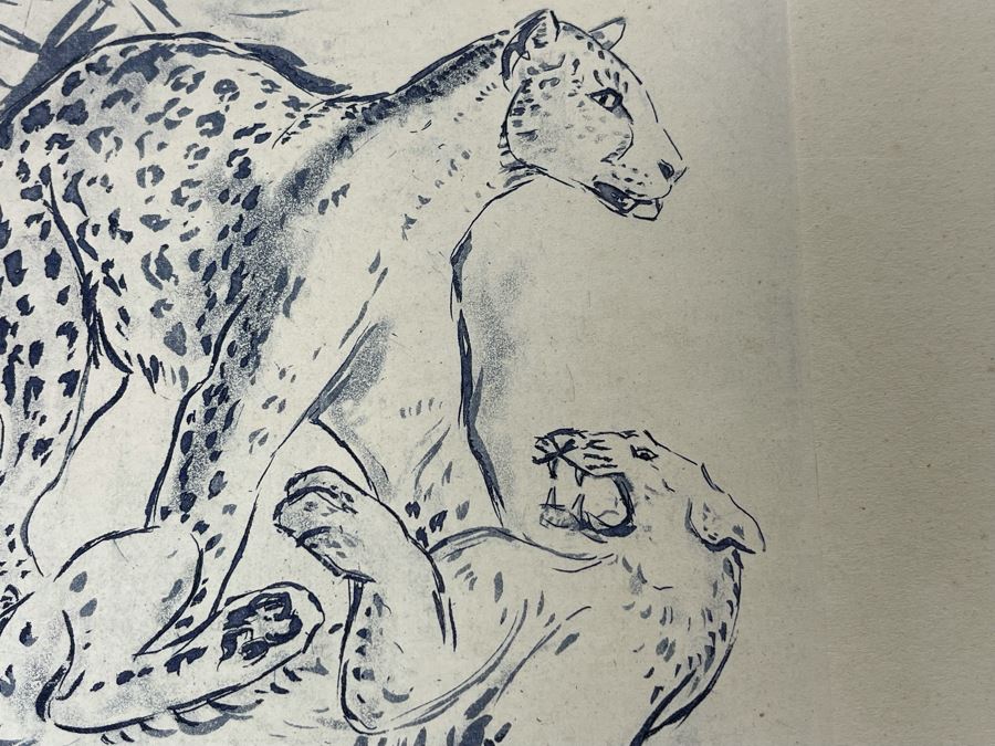 Vintage Hand Signed 1948 E Densler Leopard Print 5.5W X 6.5H [Photo 7]