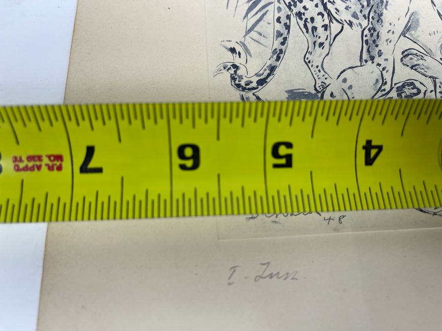 Vintage Hand Signed 1948 E Densler Leopard Print 5.5W X 6.5H [Photo 9]