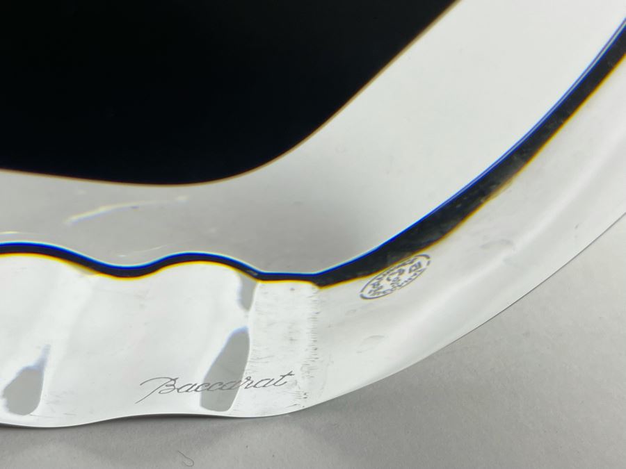 Rare Baccarat Crystal Blue Oceanie Flower Vase France 7 7/8'H (Heavy) Designed By Thomas Bastide Retails $2,000 [Photo 8]