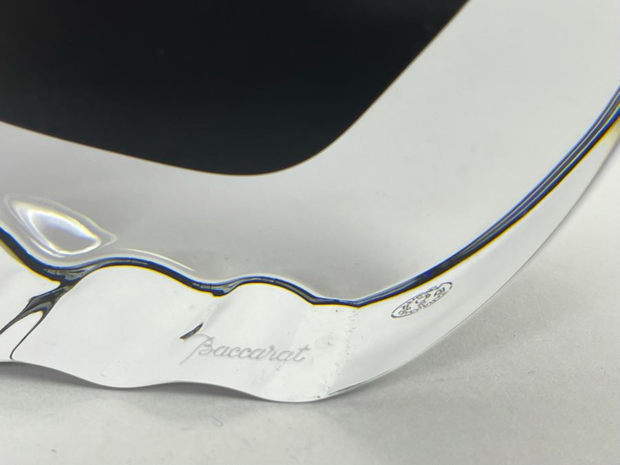 Rare Baccarat Crystal Blue Oceanie Flower Vase France 7 7/8'H (Heavy) Designed By Thomas Bastide Retails $2,000 [Photo 6]