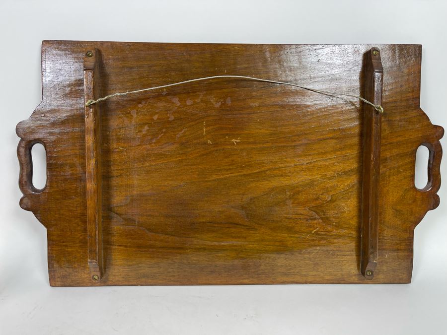 Impressive Hand Relief Carved Wooden Serving Tray Wall Decor 24W X 14H [Photo 7]