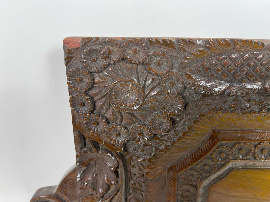 Impressive Hand Relief Carved Wooden Serving Tray Wall Decor 24W X 14H [Photo 5]