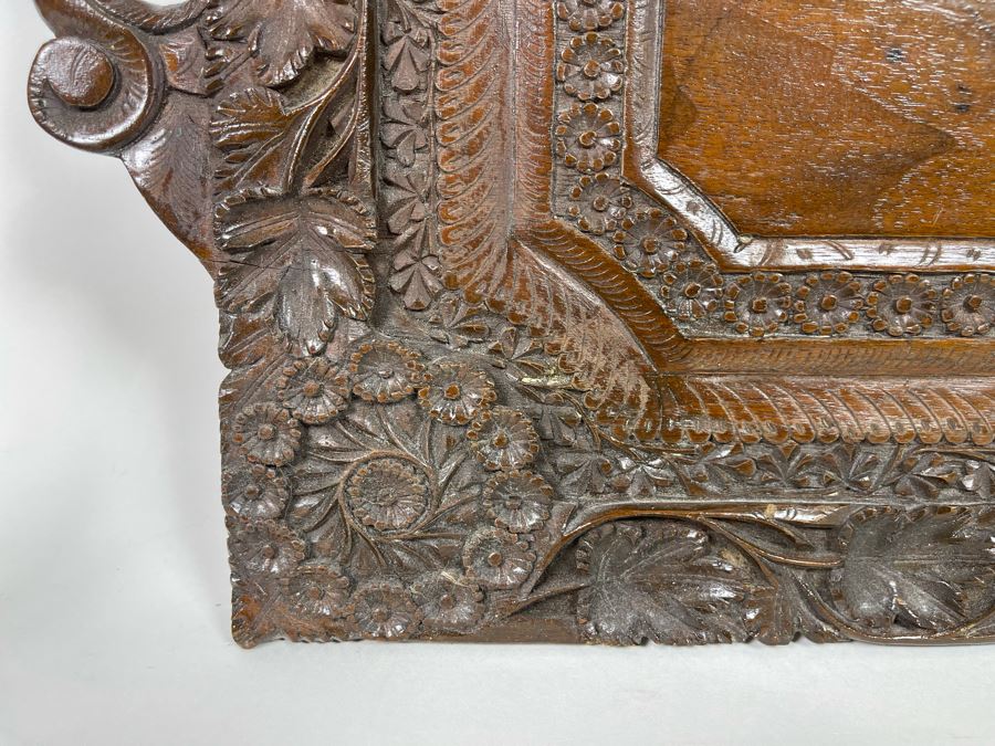 Impressive Hand Relief Carved Wooden Serving Tray Wall Decor 24W X 14H [Photo 2]