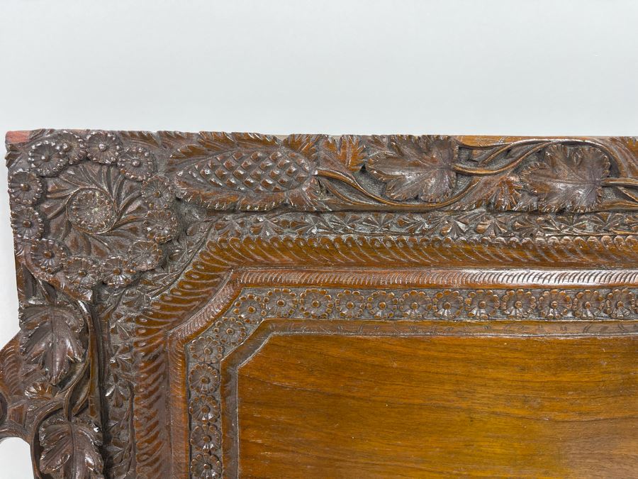 Impressive Hand Relief Carved Wooden Serving Tray Wall Decor 24W X 14H [Photo 6]
