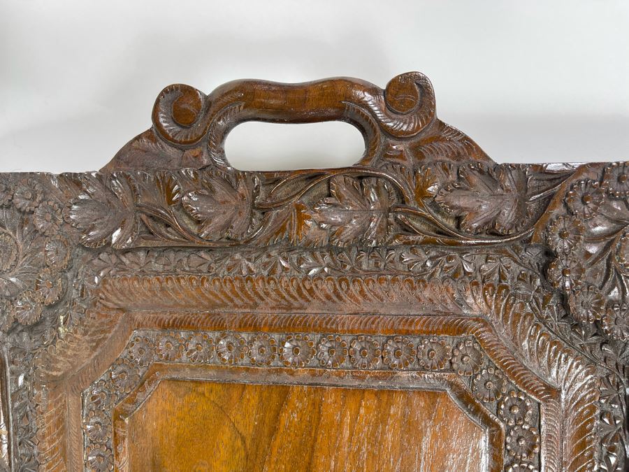 Impressive Hand Relief Carved Wooden Serving Tray Wall Decor 24W X 14H [Photo 4]