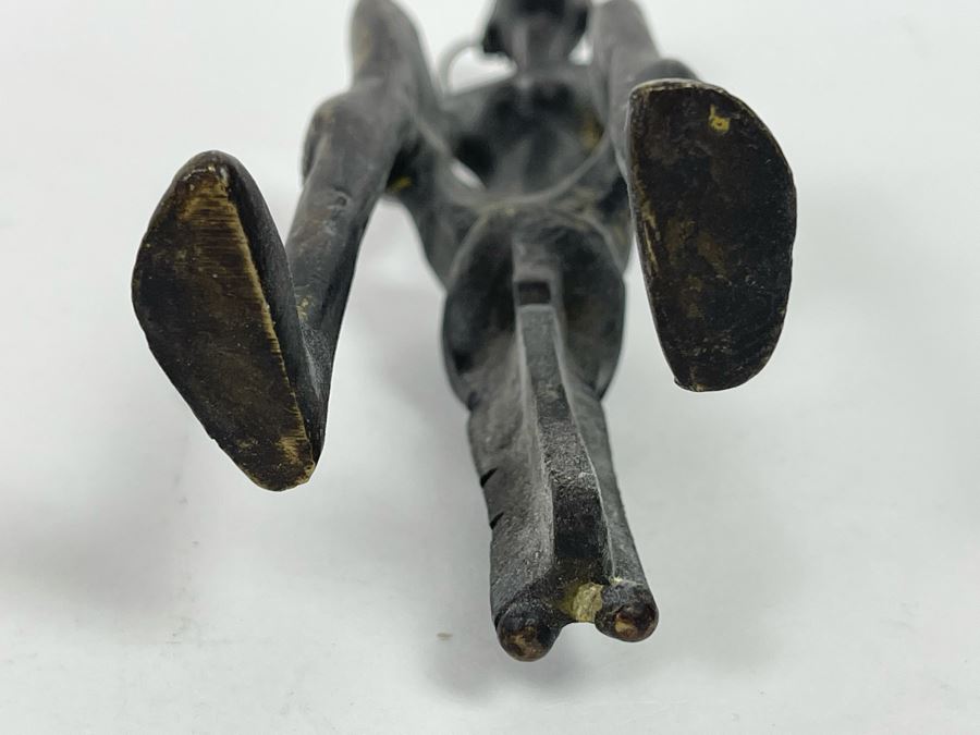 Vintage African Bronze Sculpture Of Seated Man 9H [Photo 10]