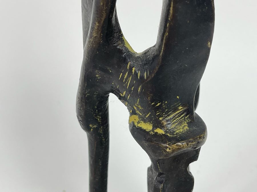 Vintage African Bronze Sculpture Of Seated Man 9H [Photo 6]