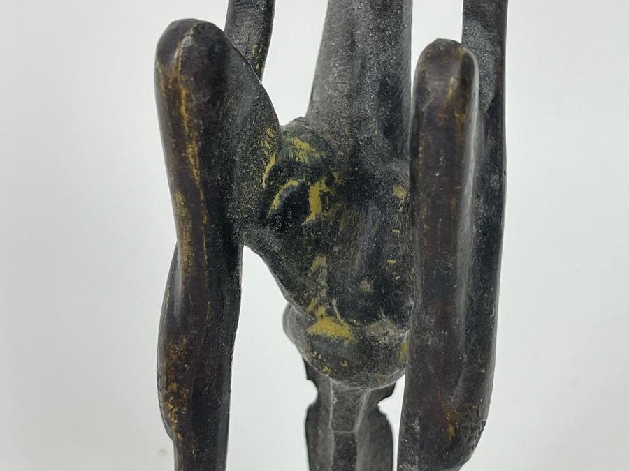 Vintage African Bronze Sculpture Of Seated Man 9H [Photo 9]