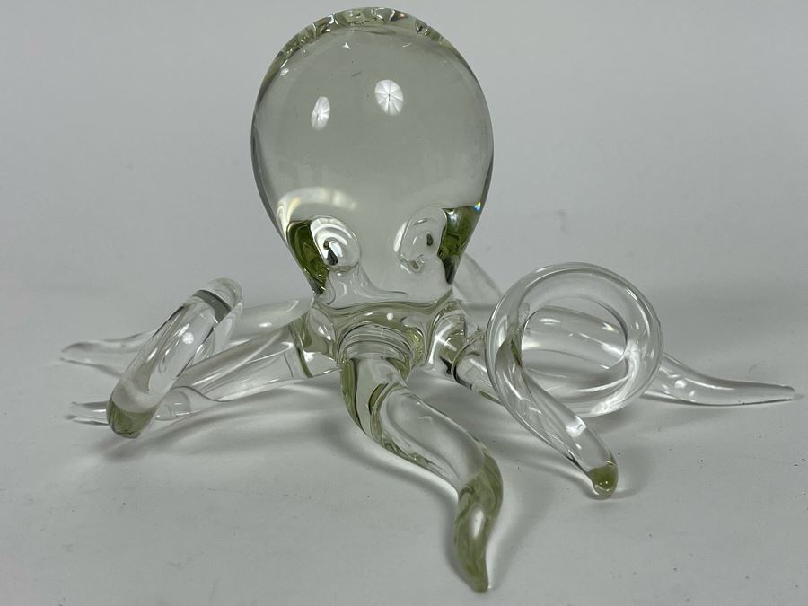 Hans Godo Frabel Studio FS Octopus Sculpture Clear Crystal Glass Signed FS 6W X 3H [Photo 11]