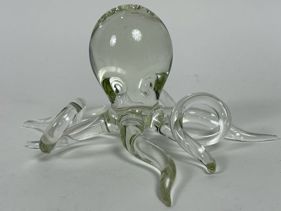 Hans Godo Frabel Studio FS Octopus Sculpture Clear Crystal Glass Signed FS 6W X 3H [Photo 12]