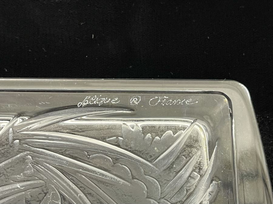 Signed Lalique Crystal France Large Serving Tray Platter Featuring Birds Partridges 18 X 12 Estimate $500-$1,500 [Photo 13]
