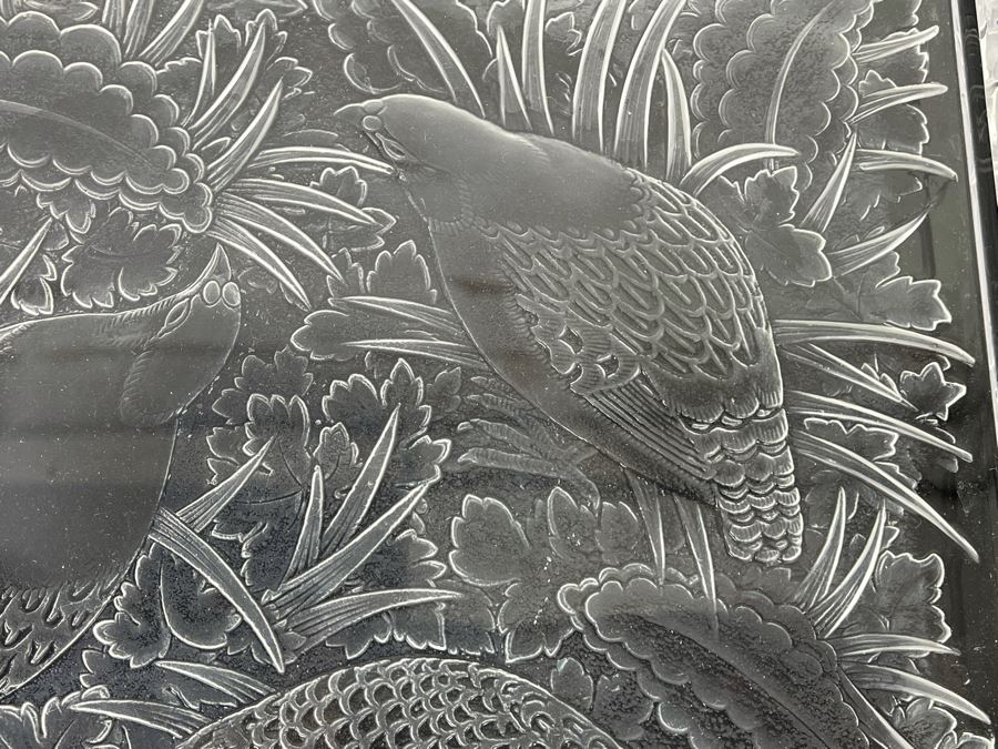 Signed Lalique Crystal France Large Serving Tray Platter Featuring Birds Partridges 18 X 12 Estimate $500-$1,500 [Photo 9]