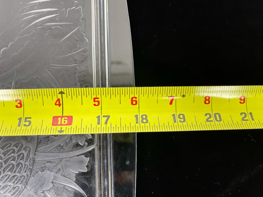 Signed Lalique Crystal France Large Serving Tray Platter Featuring Birds Partridges 18 X 12 Estimate $500-$1,500 [Photo 15]