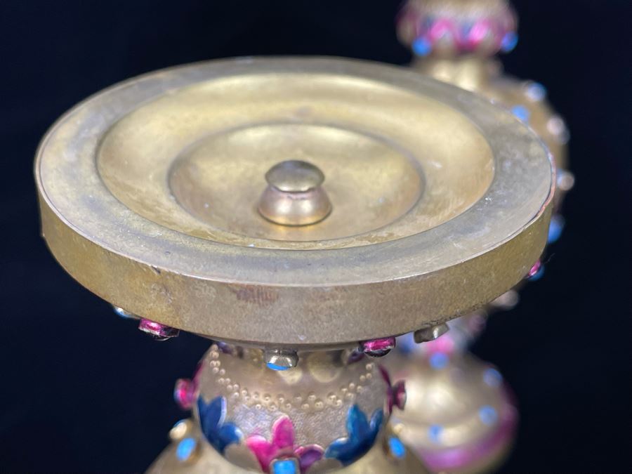 Pair Of Impressively Decorated Metal Footed Vases 8.5H [Photo 9]