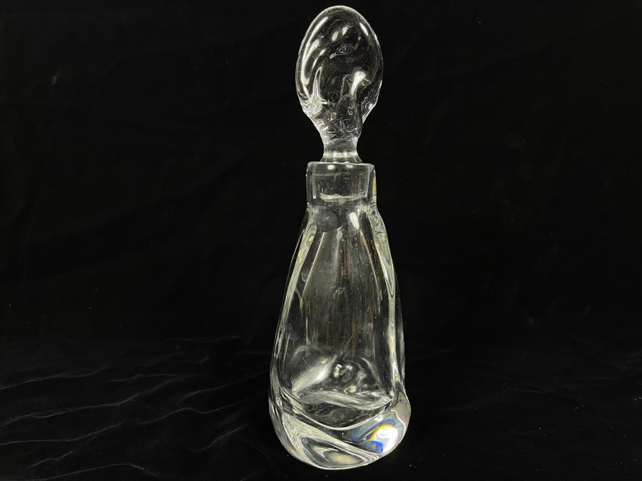 Daum France Art Glass Bottle With Stopper 8H