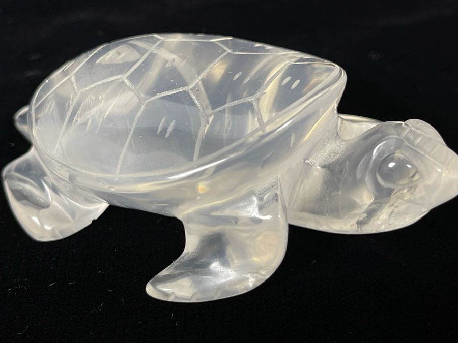 Hand Carved Rose Quartz Stone Turtle Figurine 3.5L [Photo 5]